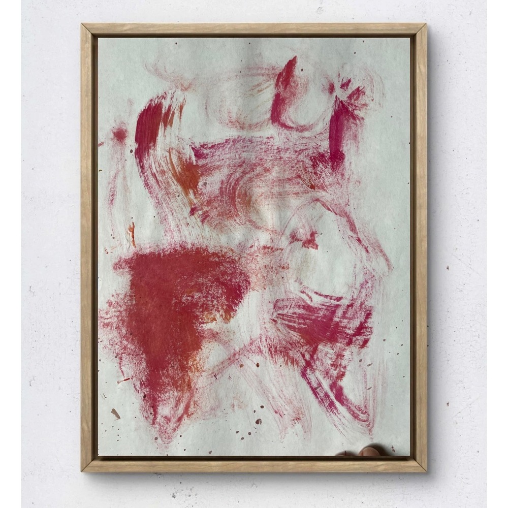Original Red Abstract Expressionist Painting 8.5x11 Paper Gestural Art Print